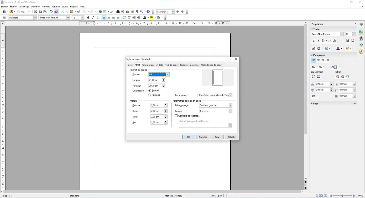 Comment mettre format paysage sur open office ? - I Announce