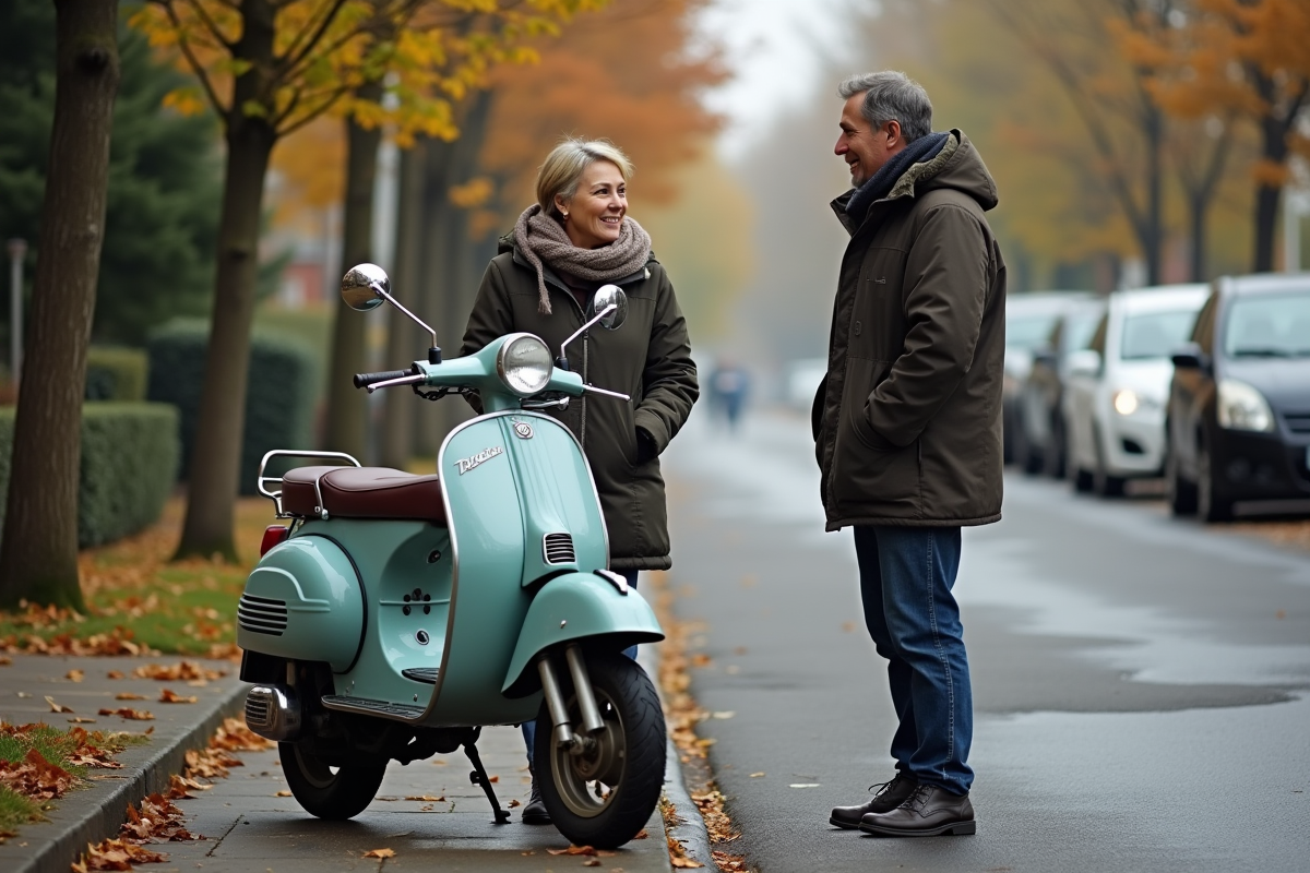 Femme discutant avec vendeur à côté d
