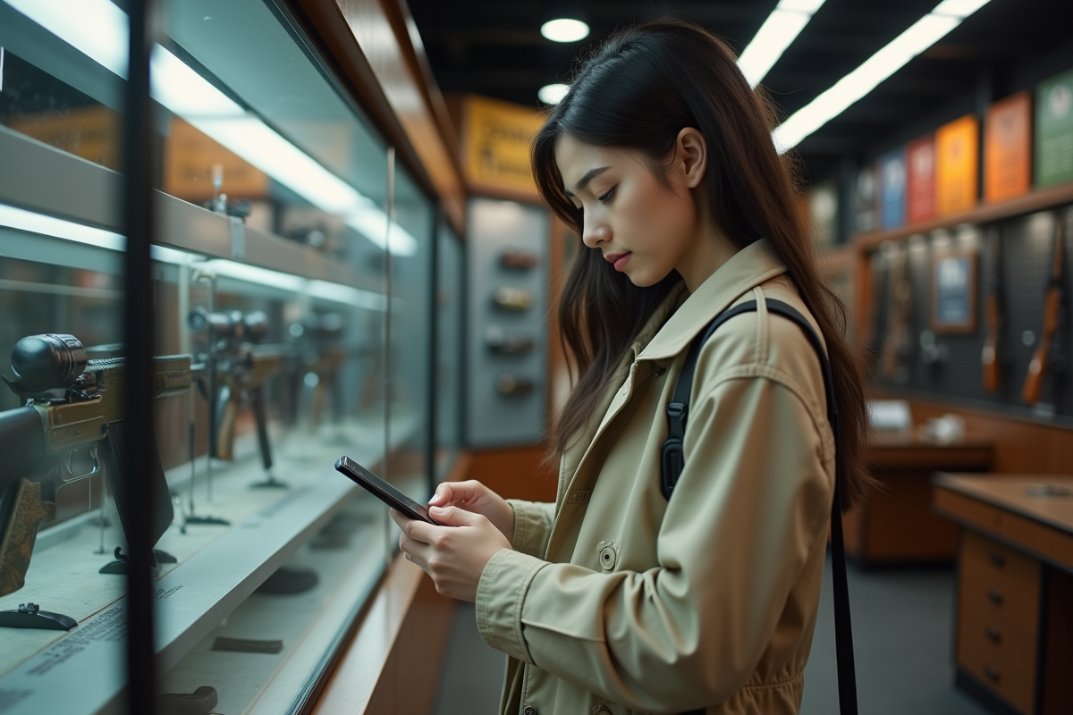 Jeune femme regardant un produit dans un magasin d