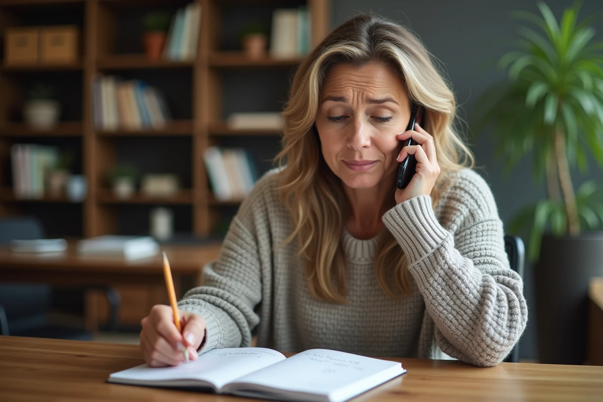 Femme utilisant son smartphone pour retrouver un numéro de téléphone via un annuaire en ligne comme le 118 712