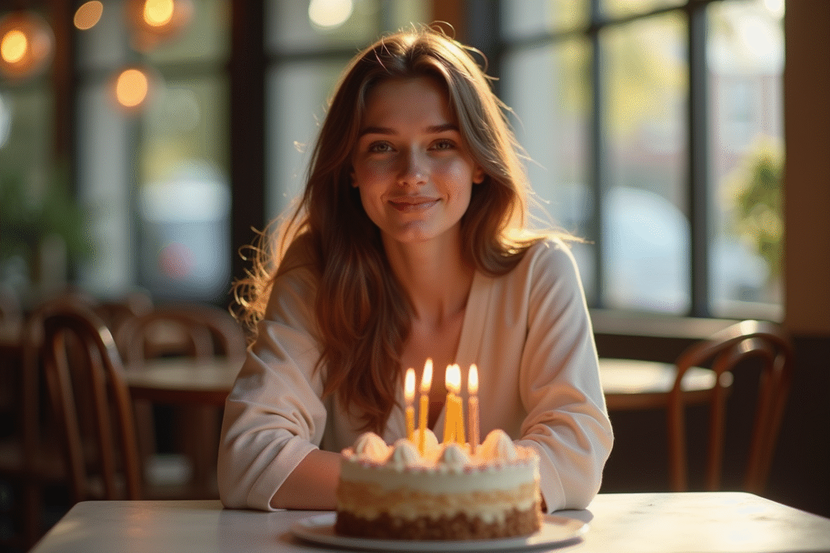 Clara Charlotte souriante avec gâteau d anniversaire