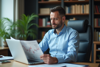 Homme d affaires étudiant des graphiques financiers