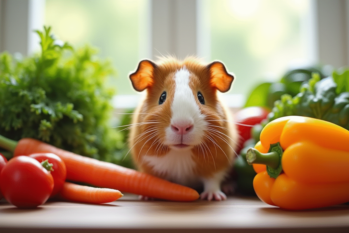 Lapin en bonne santé entouré de légumes frais pour l article