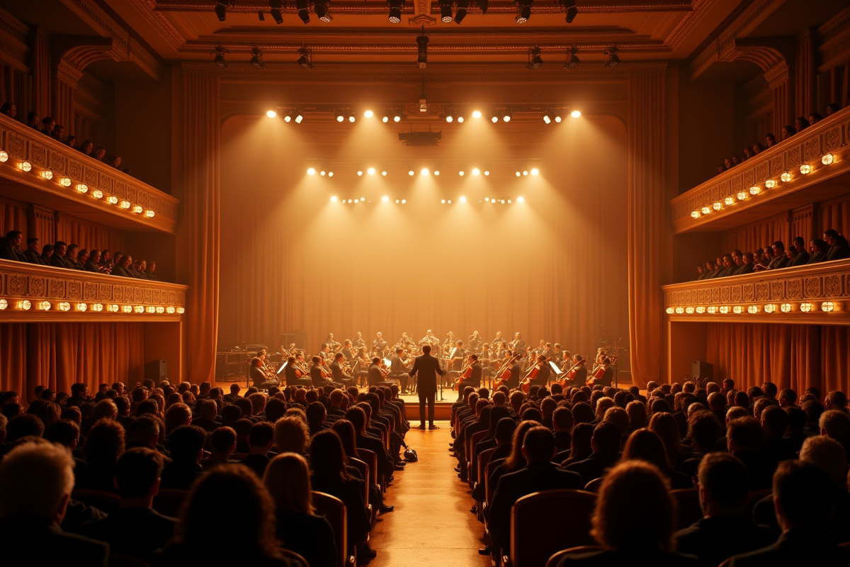 Orchestre classique dans une salle de concert élégante