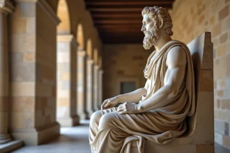 Sculpture en marbre de Zeus trônant exposée dans un musée d'antiquités grecques